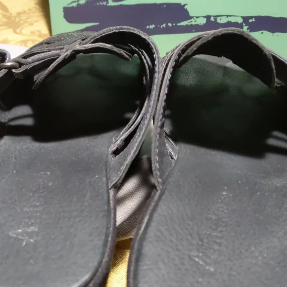 Antelope black leather wedge sandals - Picture 6 of 11